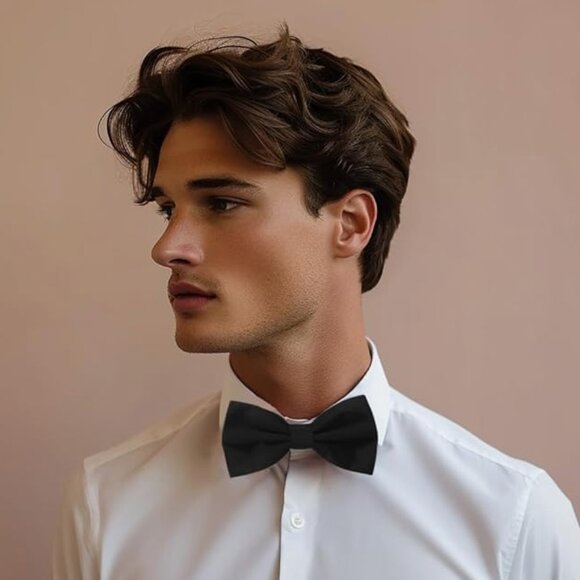 Solid Color Pre-tied Bow Tie Adjustable Bowtie Black Klikel Burlet NEW - Picture 4 of 4